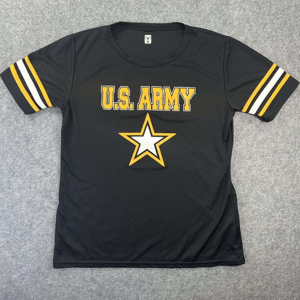 Teamwork Shirt Womens XL Black U.S. Army Mom Jersey Graphic Short Sleeve Tee Top